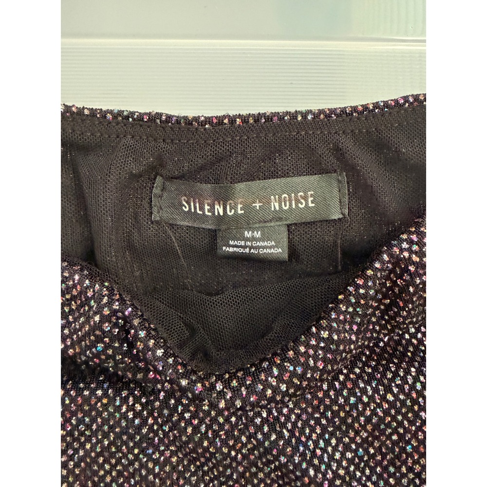 Silence + Noise Britney Sparkle Micro Skirt Black Glitter Shimmer Y2K Party - Picture 3 of 7